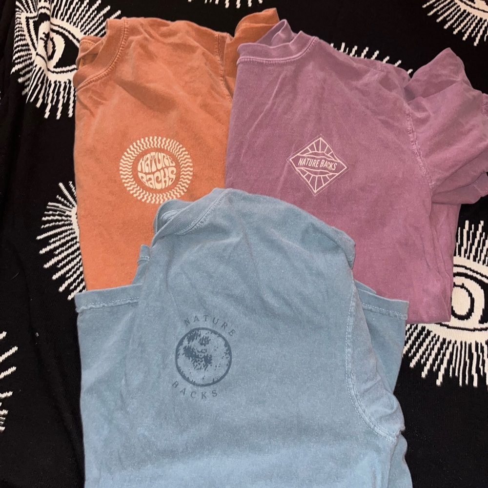 3 nature back short sleeve T-shirt bundle
